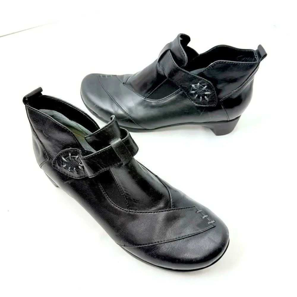 Wolky NAMIBIA Black Leather Cross Strap Support Orthotic Walking Ankle Boot